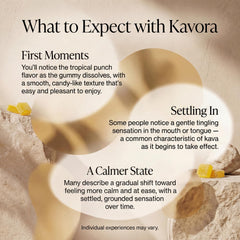 Vegan and gluten-free Kavora Gummies label appeals to plant-based shoppers.