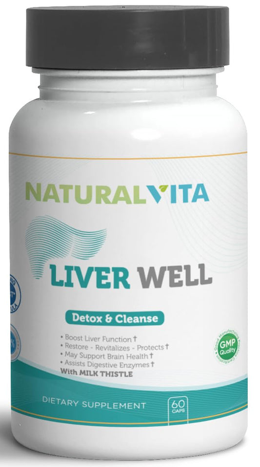 Kaxilu Liver Well label featuring milk thistle extract for liver health.