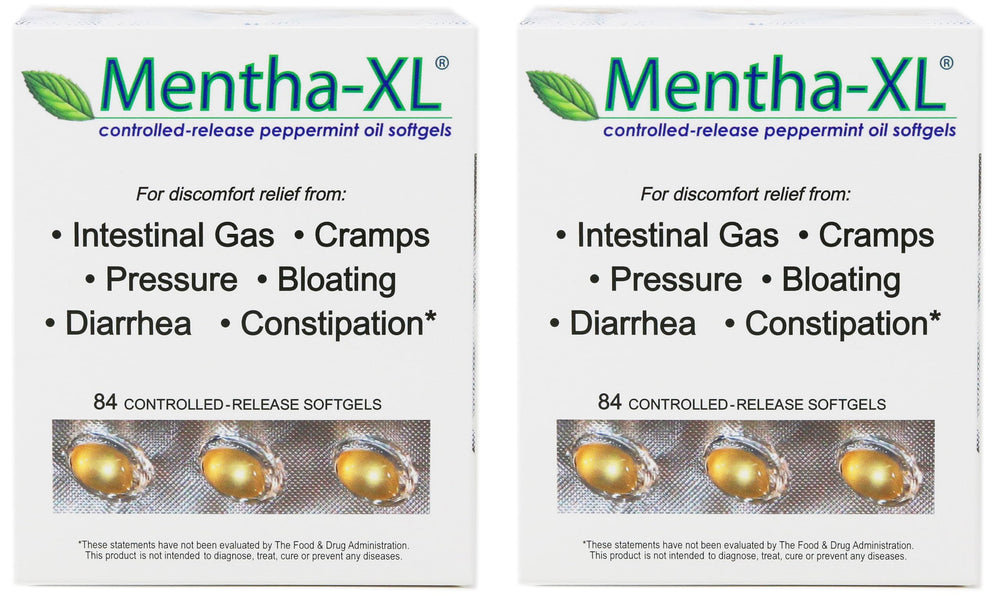 Kaxilu Mentha-XL peppermint oil softgels bottle front for easy daily use.