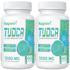 Kayseari TudCA bottle and capsules showing 1000mg per serving for digestion support