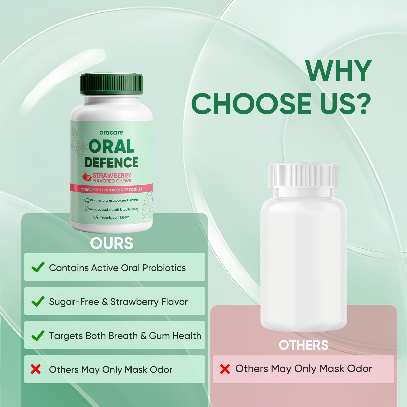 KBSBUBB Oracare 30-day supply in strawberry chew.