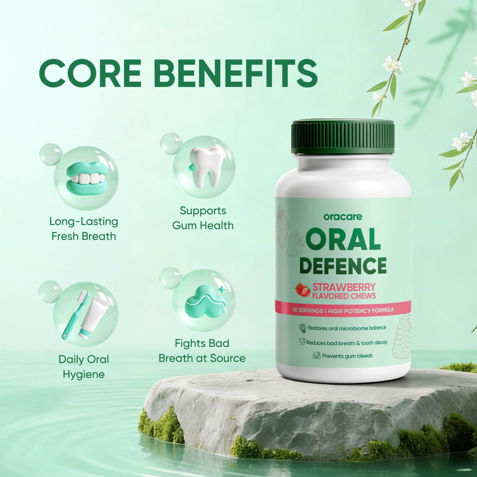 KBSBUBB Oracare breath refresh from strawberry chew.