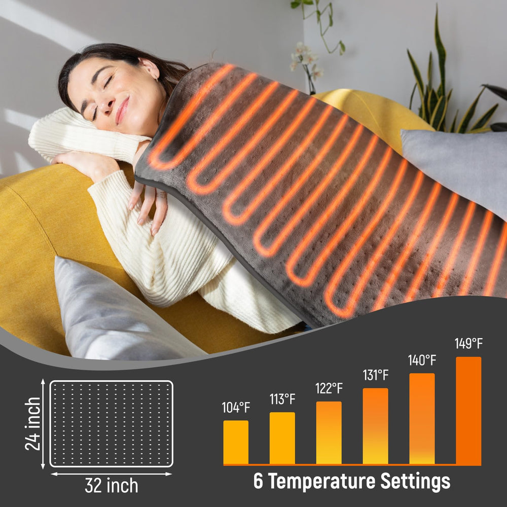 Kdti Extra Large Heating Pad focuses on shoulders and neck for targeted relief.
