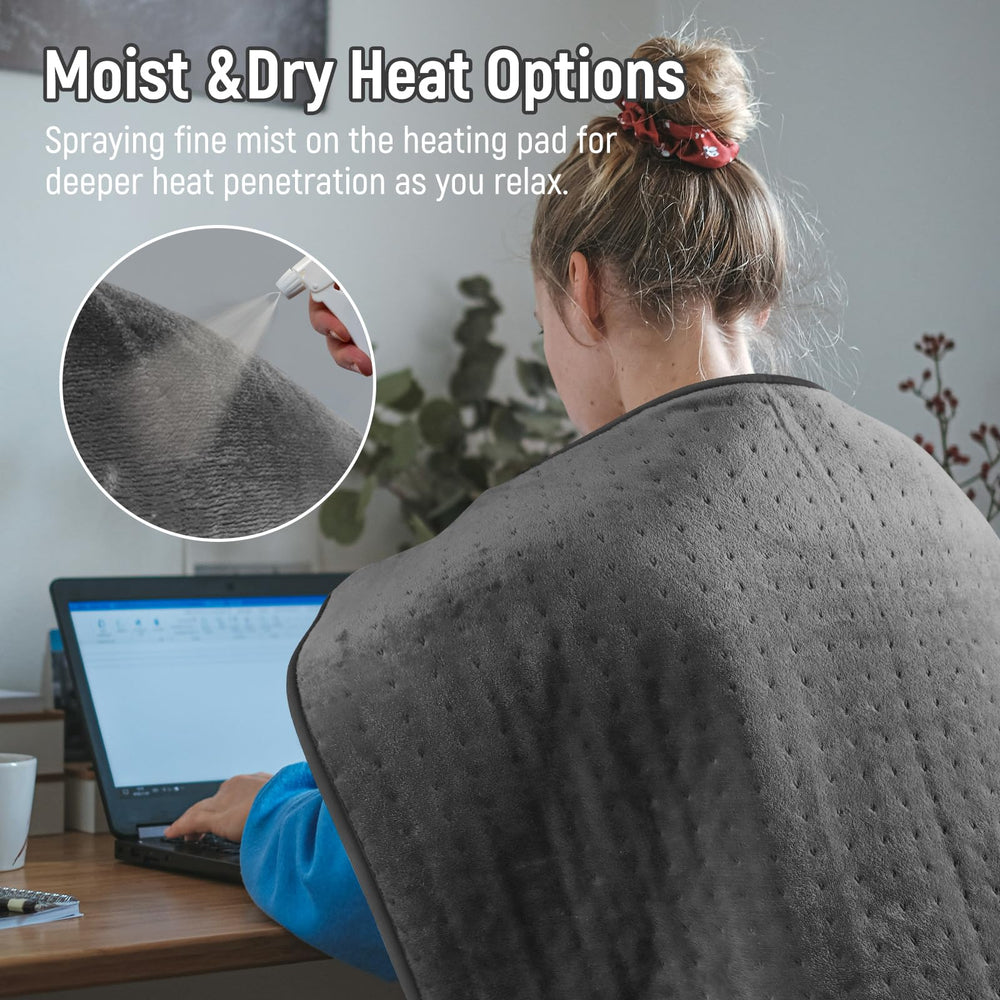 Kdti Extra Large Heating Pad six heat settings for personalized warmth.