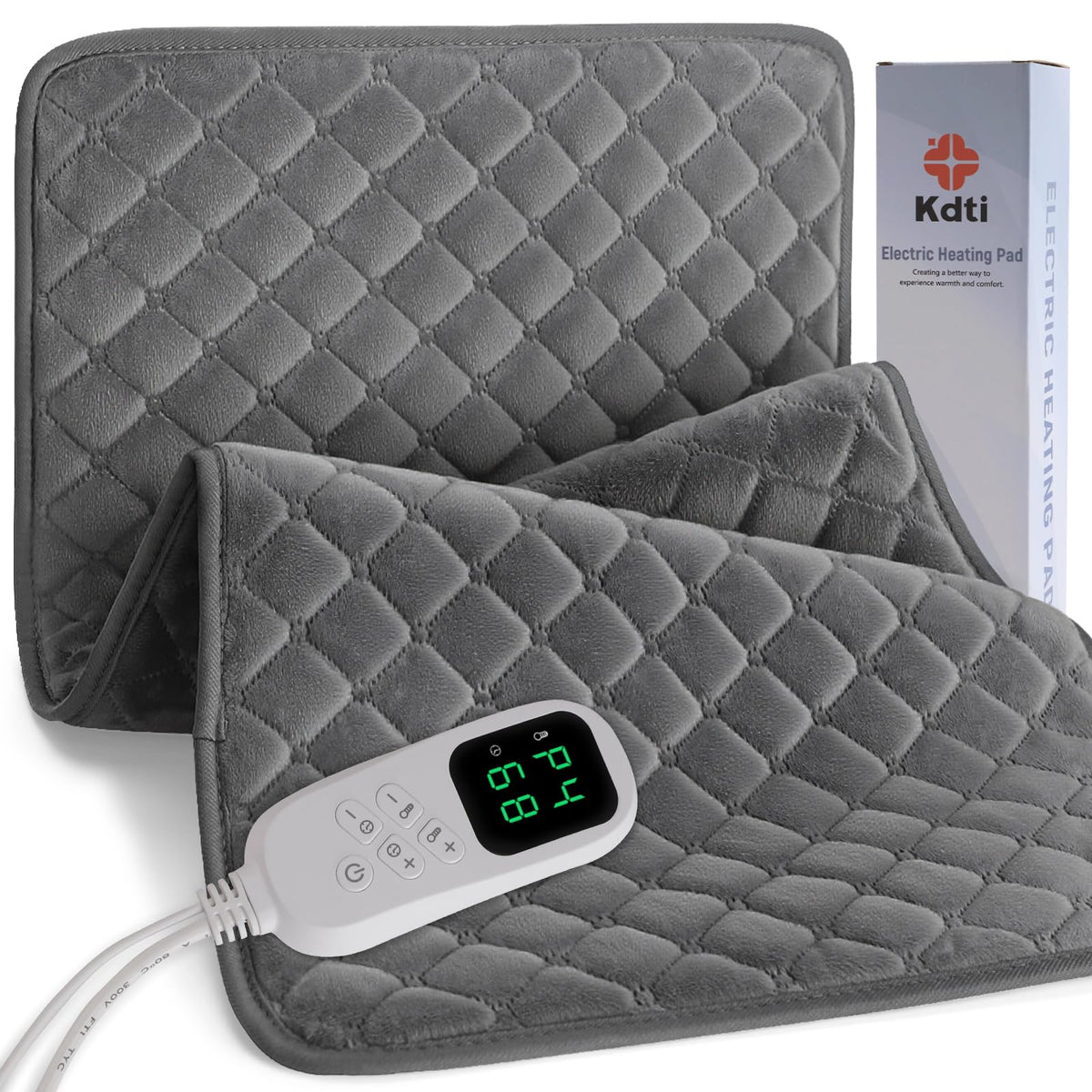 Kdti heating pad back-relief shows targeted warmth for back comfort.