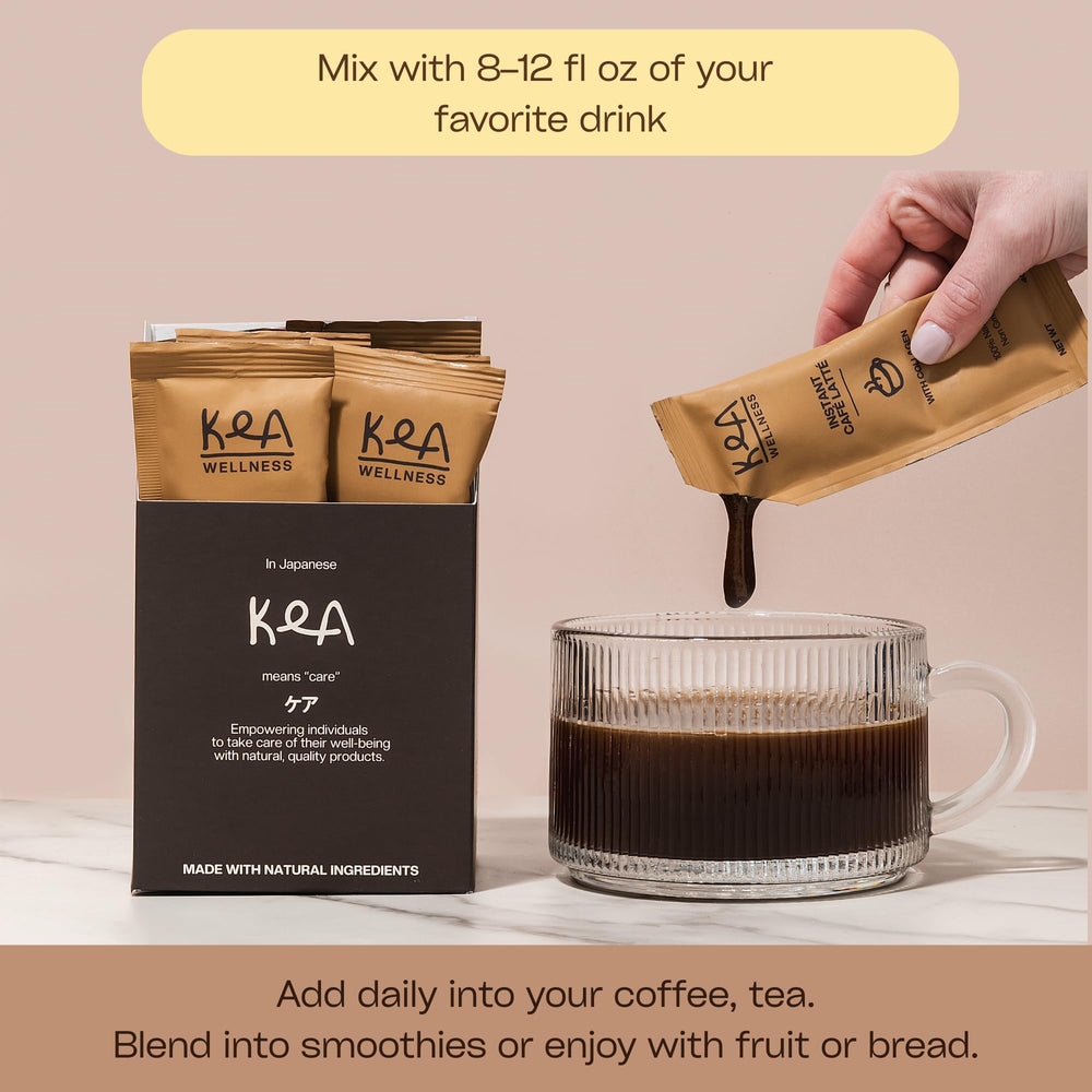 Kea Wellness collagen latte in a mug with smooth texture and coffee aroma.