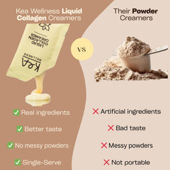 Kea Wellness latte being poured into water for a flavorful collagen boost.