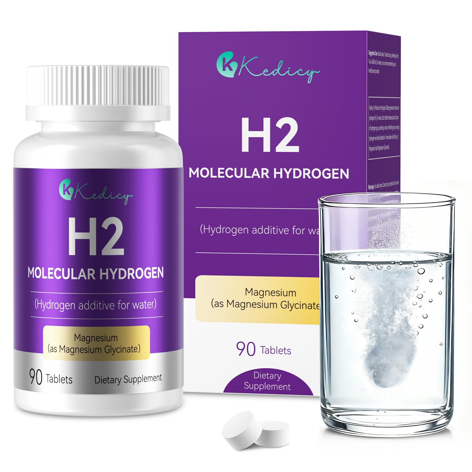 Kedicy hydrogen water tablet bottle for convenient daily antioxidant support.