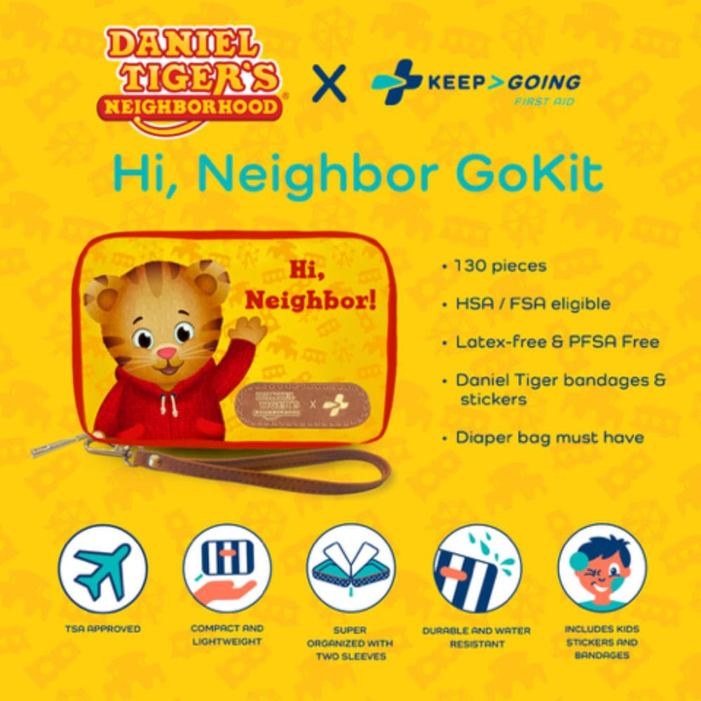 KEEP>GOING Daniel Tiger design in kid-friendly kit boosts calm during boo-boos.