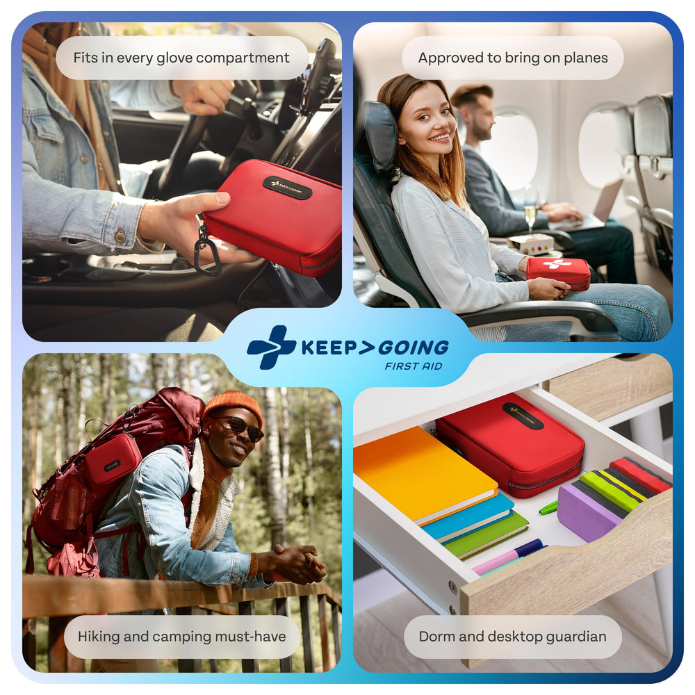 KeepGoing first aid guide included for calm, informed decisions.