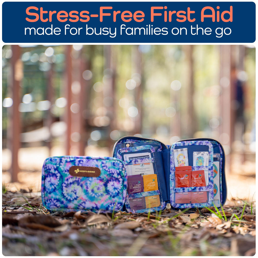 KEEP>GOING first aid guide inside for quick reference