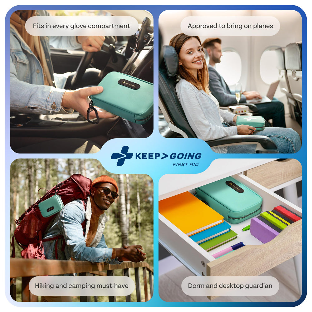 KeepGoing HSA/FSA eligible label highlights budgeting safety purchases.