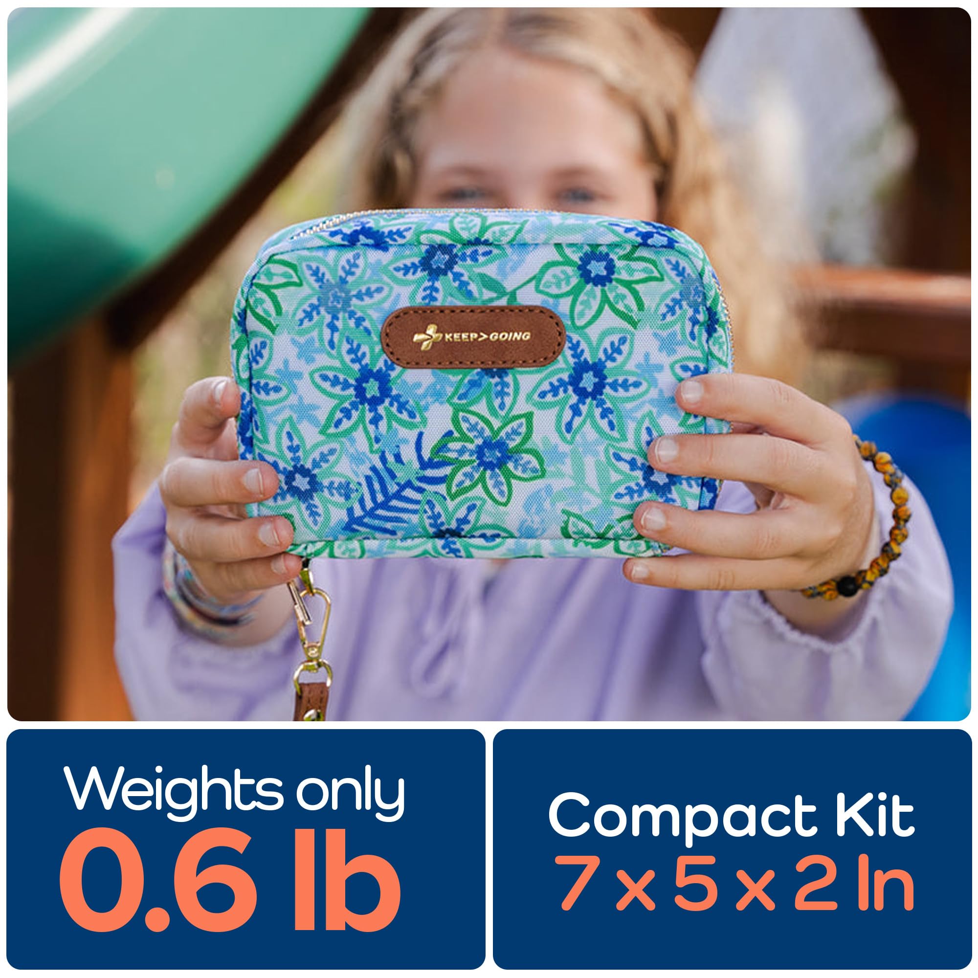 KeepGoing stain- and water-resistant case keeps supplies organized and protected.
