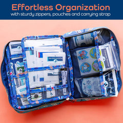 KeepGoing stain- and water-resistant case protects contents during travel and daily use.
