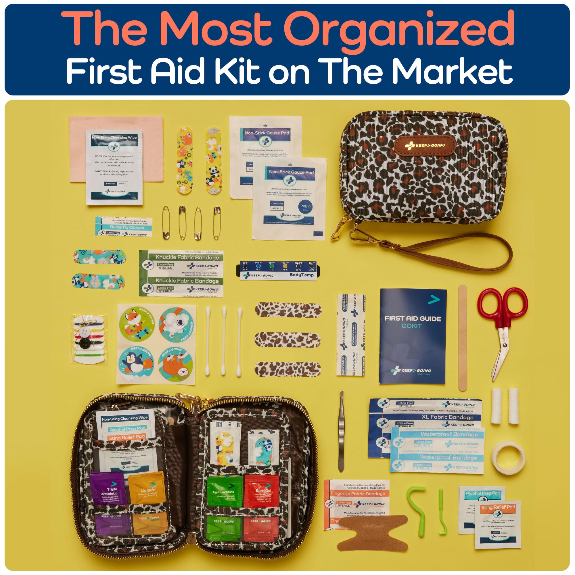 KEEP>GOING stain-resistant and water-resistant case for reliable travel protection.