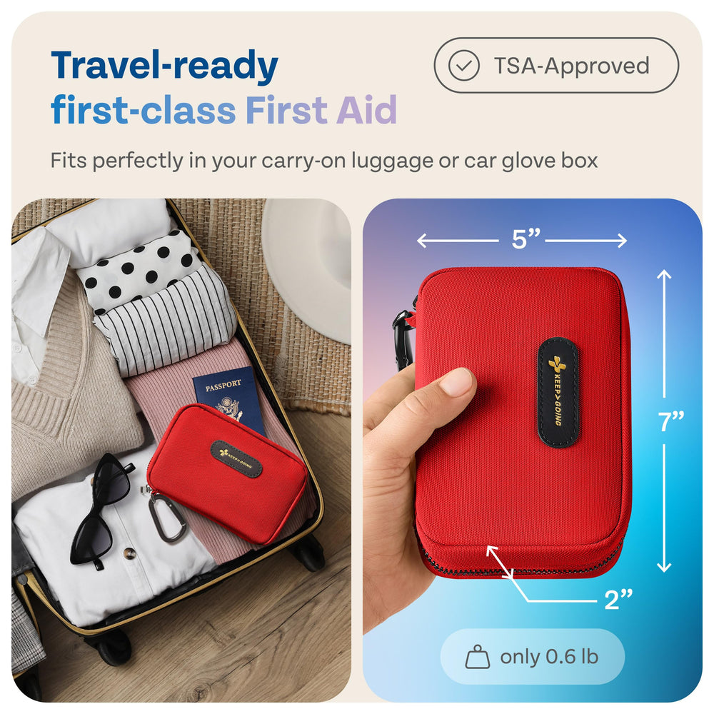 KeepGoing kit stowed in car trunk, ideal for on-the-go safety.