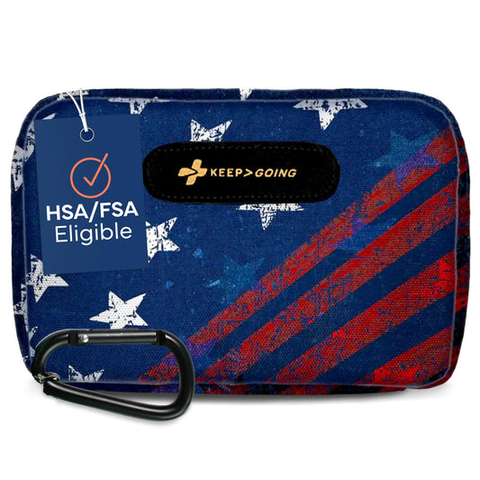KEEP>GOING travel first aid kit in car for quick, organized care on the road.