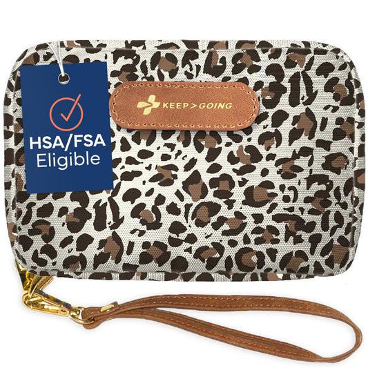 KEEP>GOING travel first aid kit exterior shows compact portability for families.