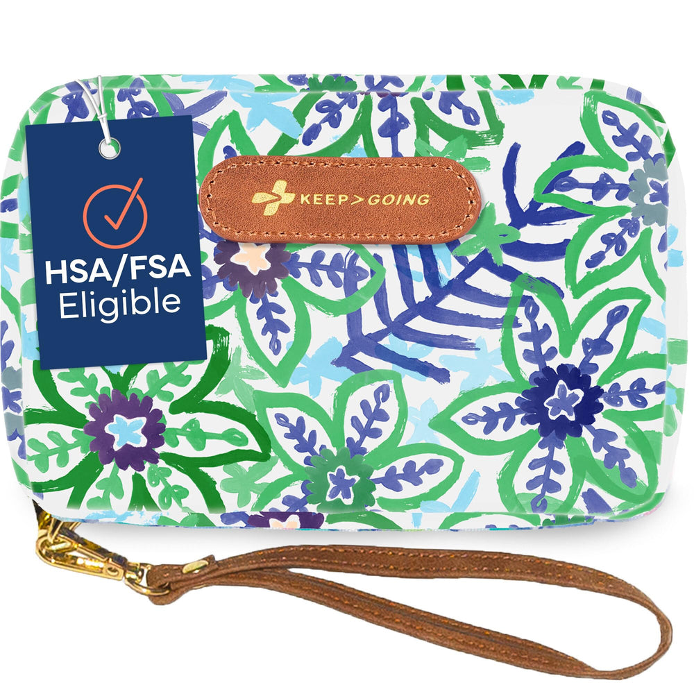 KeepGoing travel first-aid kit for kids with 130 pieces for on-the-go preparedness.