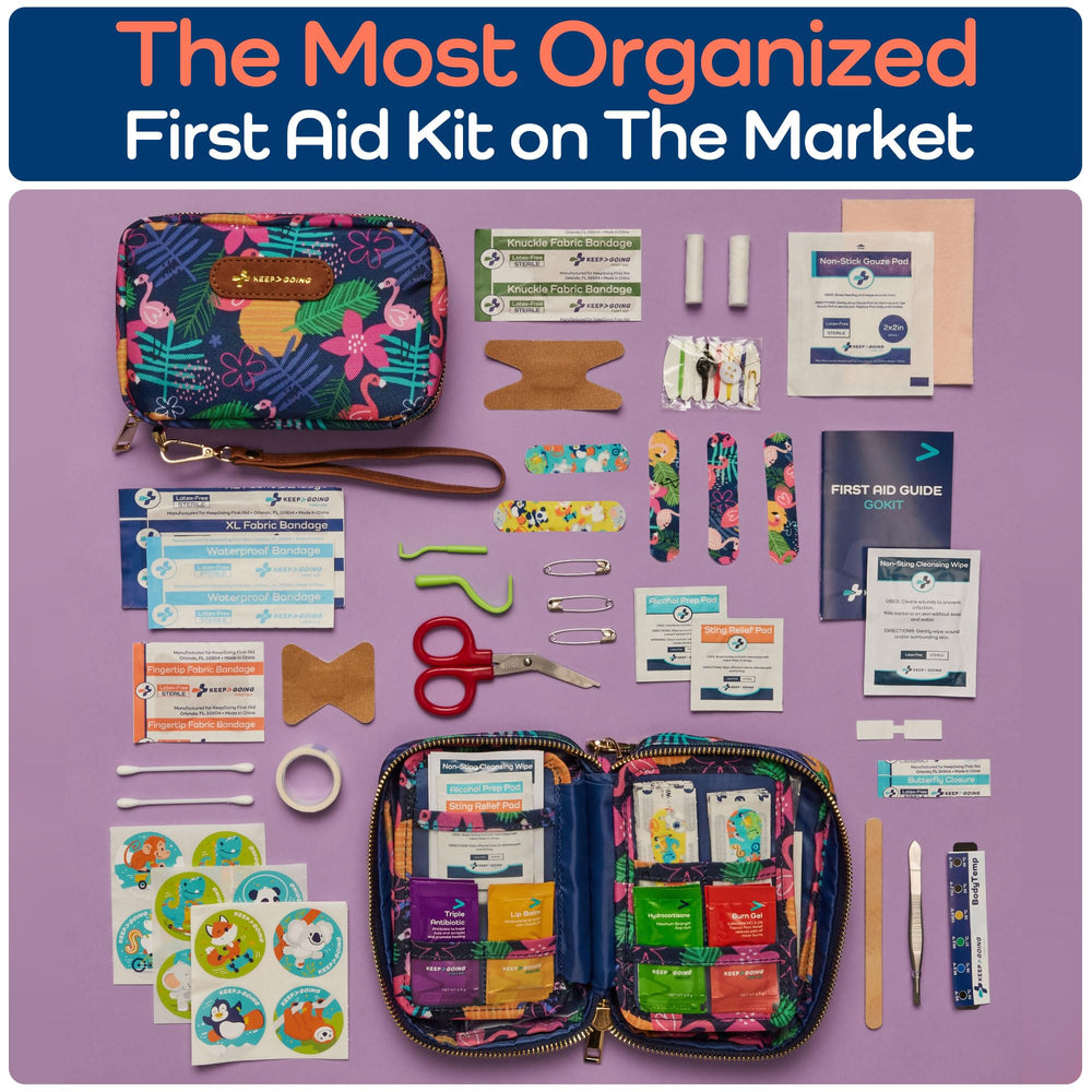 KEEP>GOING KeepGoing kit pouch design appeals to kids and parents.