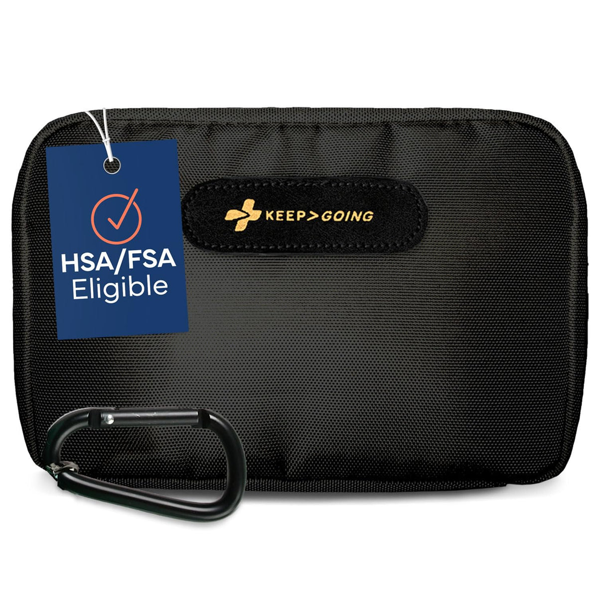 KeepGoing travel first aid kit open in car, organized for quick access.