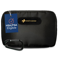 KeepGoing travel first aid kit open in car, organized for quick access.