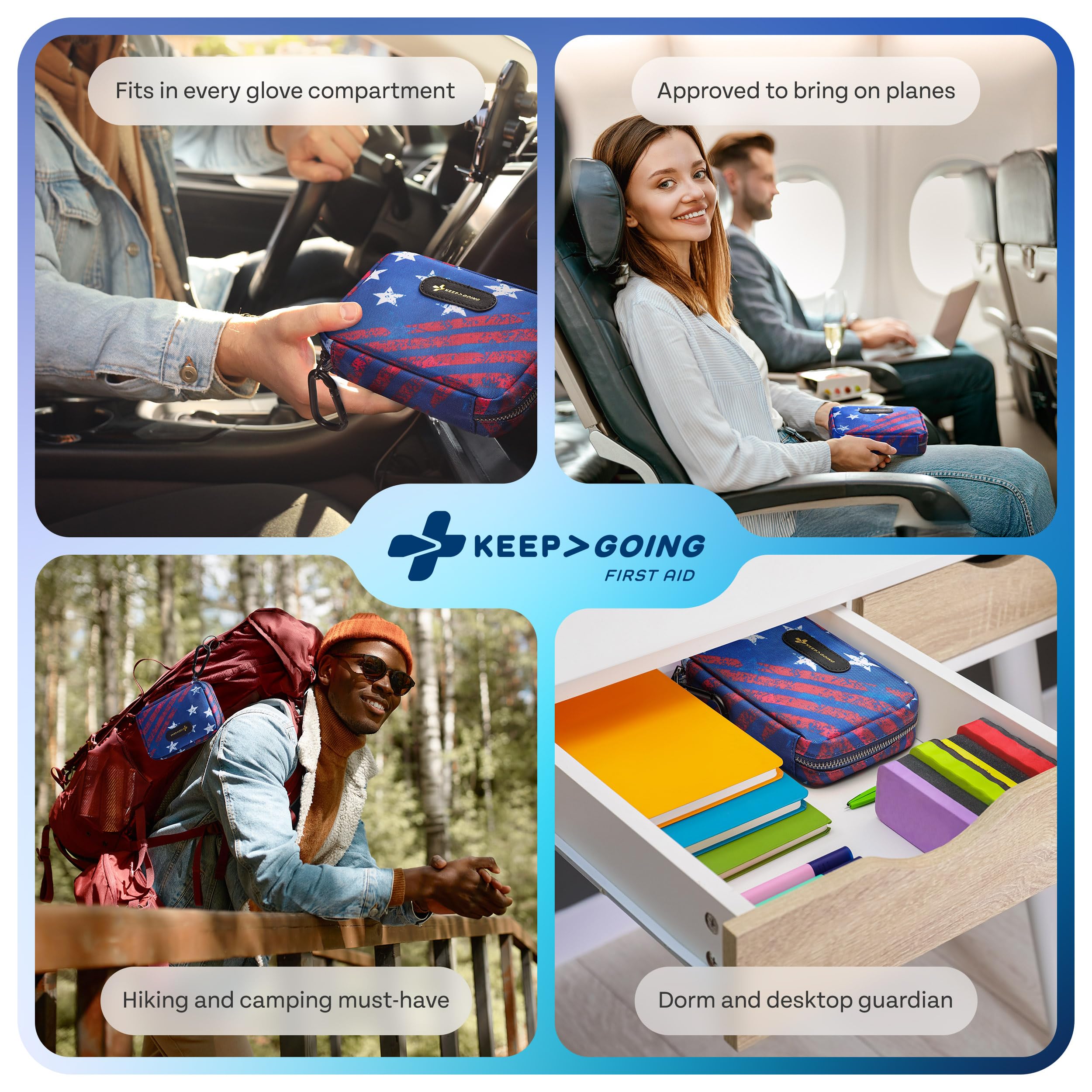 KEEP>GOING case and contents highlight durable design for everyday safety.