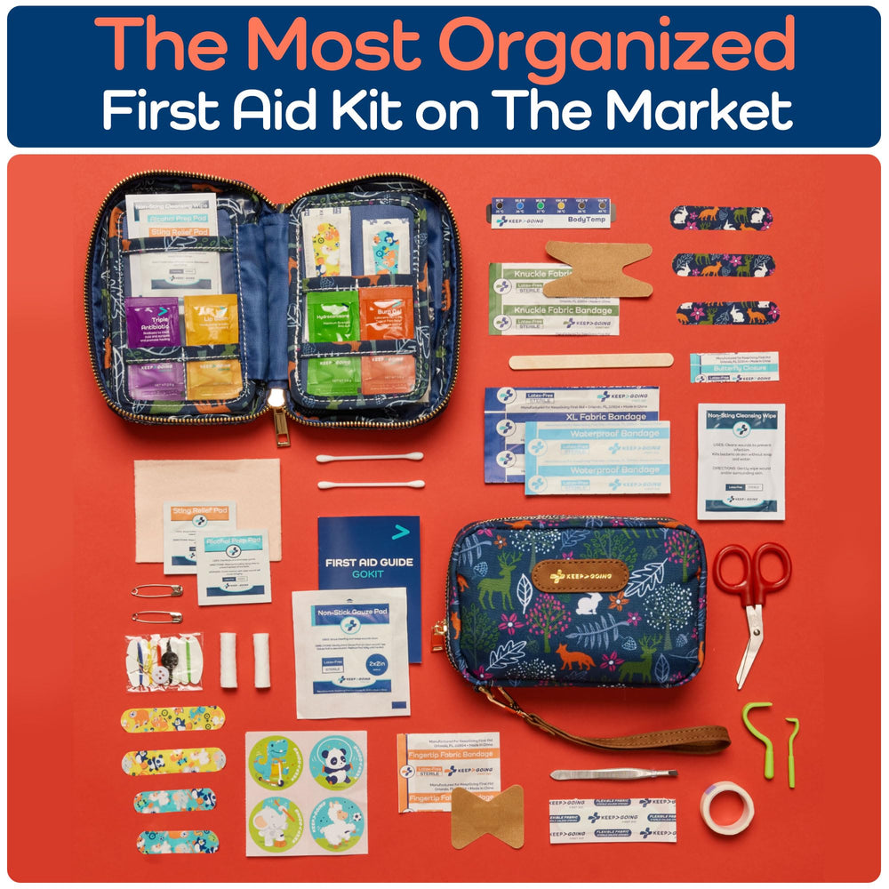 KEEP>GOING Water-resistant case keeps contents safe in bags and cars.