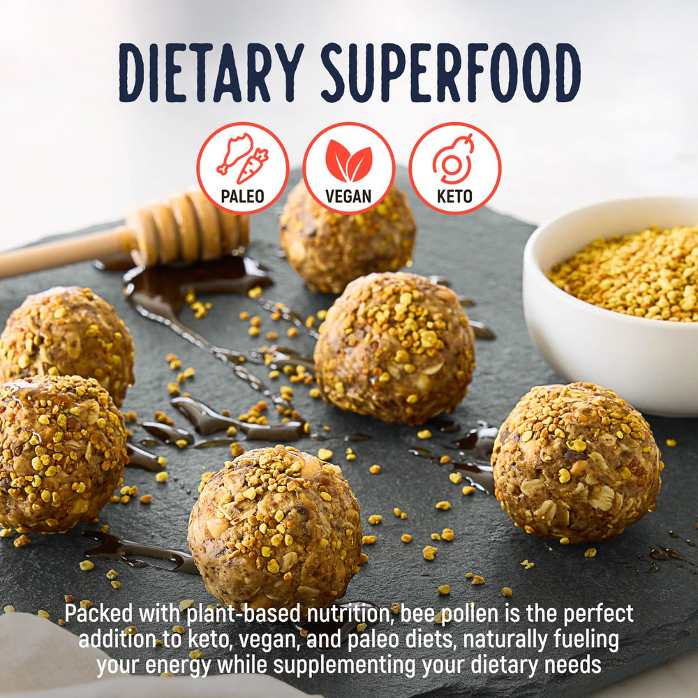 Kelley’s Bee Pollen sprinkled on smoothie demonstrates versatile use.