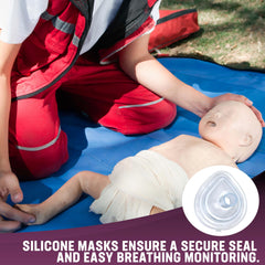 Kemp USA disposable gloves protect responders during CPR procedures.