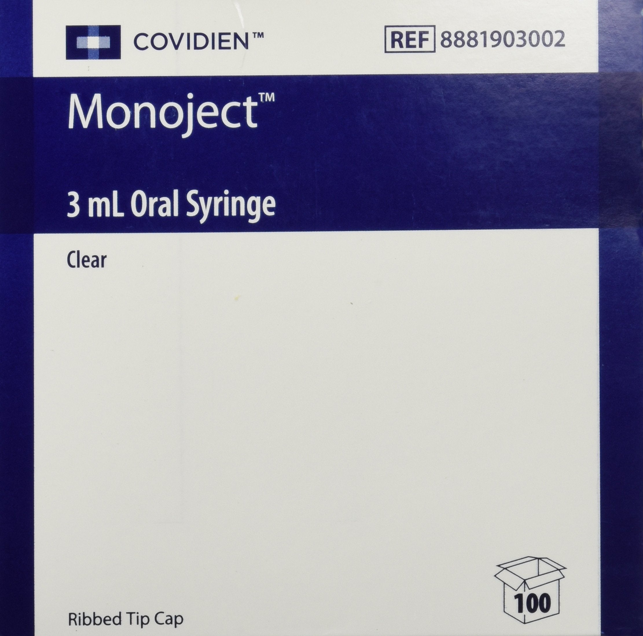 Kendall Monoject 3ml Clear syringe pictured for easy dosing and safe oral use.