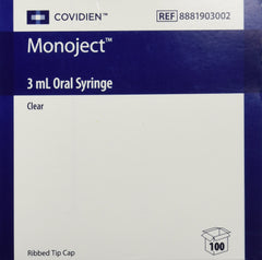 Kendall Monoject 3ml Clear syringe pictured for easy dosing and safe oral use.
