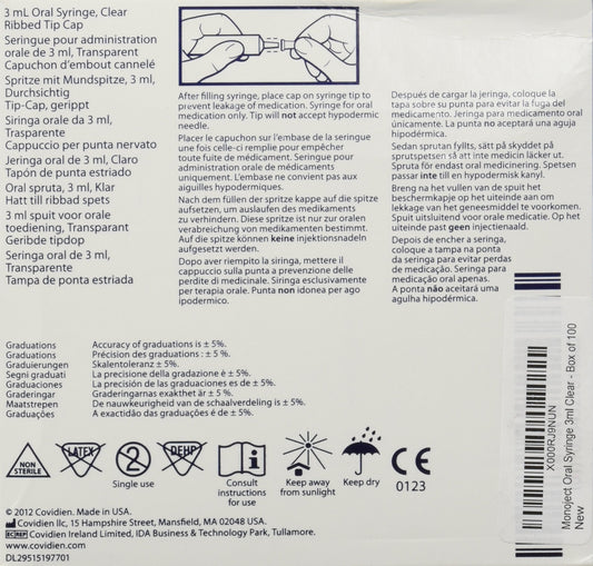 Kendall Monoject 3ml Clear syringe with tip caps sold separately demonstrates safe customization.
