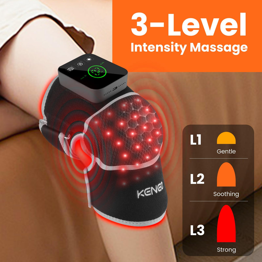 Keneo knee brace with vibration modes for targeted massage relief.