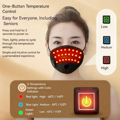 Keneo nasal mask control panel displaying temperature options for personalized warmth