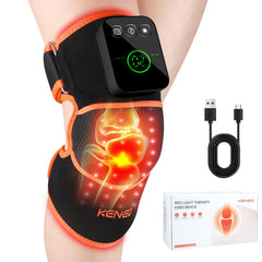 Keneo knee brace with red and infrared lights worn during activity for day-to-day comfort