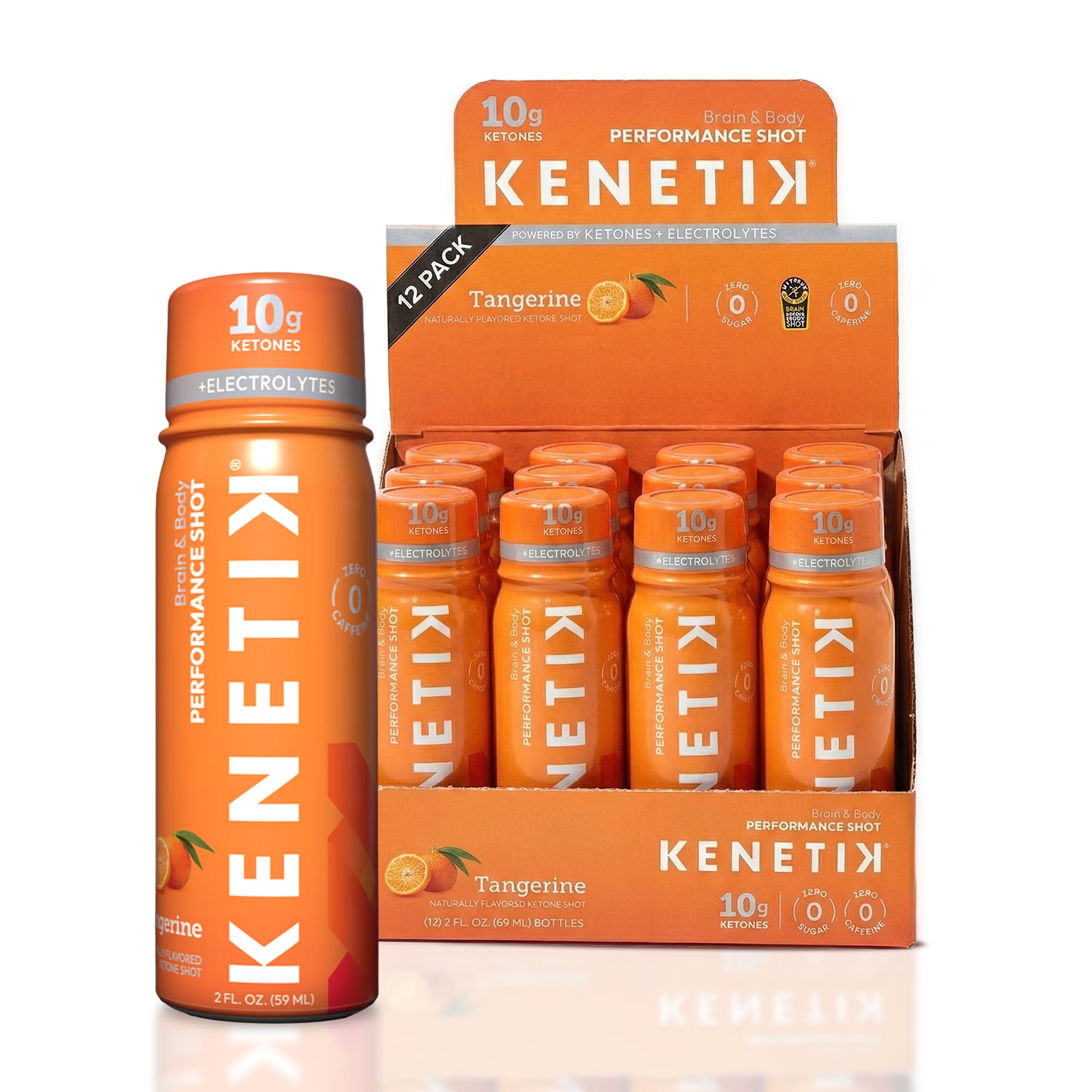 Kenetik Focus Shots Tangerine bottle for portable caffeine-free focus.