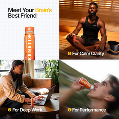 Kenetik Focus Shots Tangerine 12-pack ideal for travel and daily use.