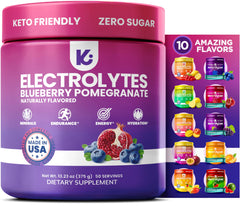 Keppi Electrolytes Blueberry Pomegranate tub for clean hydration during daily activities.