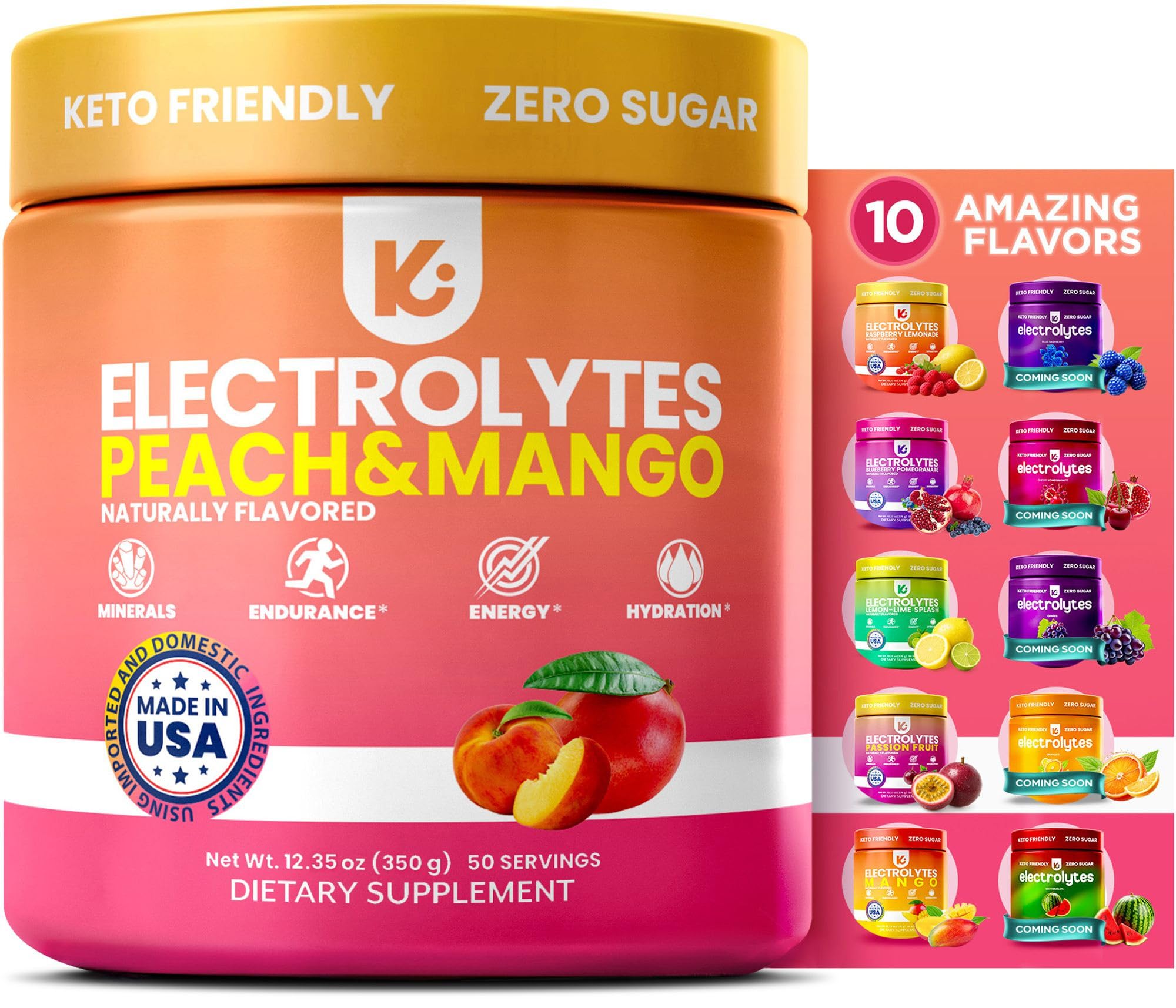Keppi Electrolytes Peach Mango bottle pour for quick, zero-sugar hydration on the go.