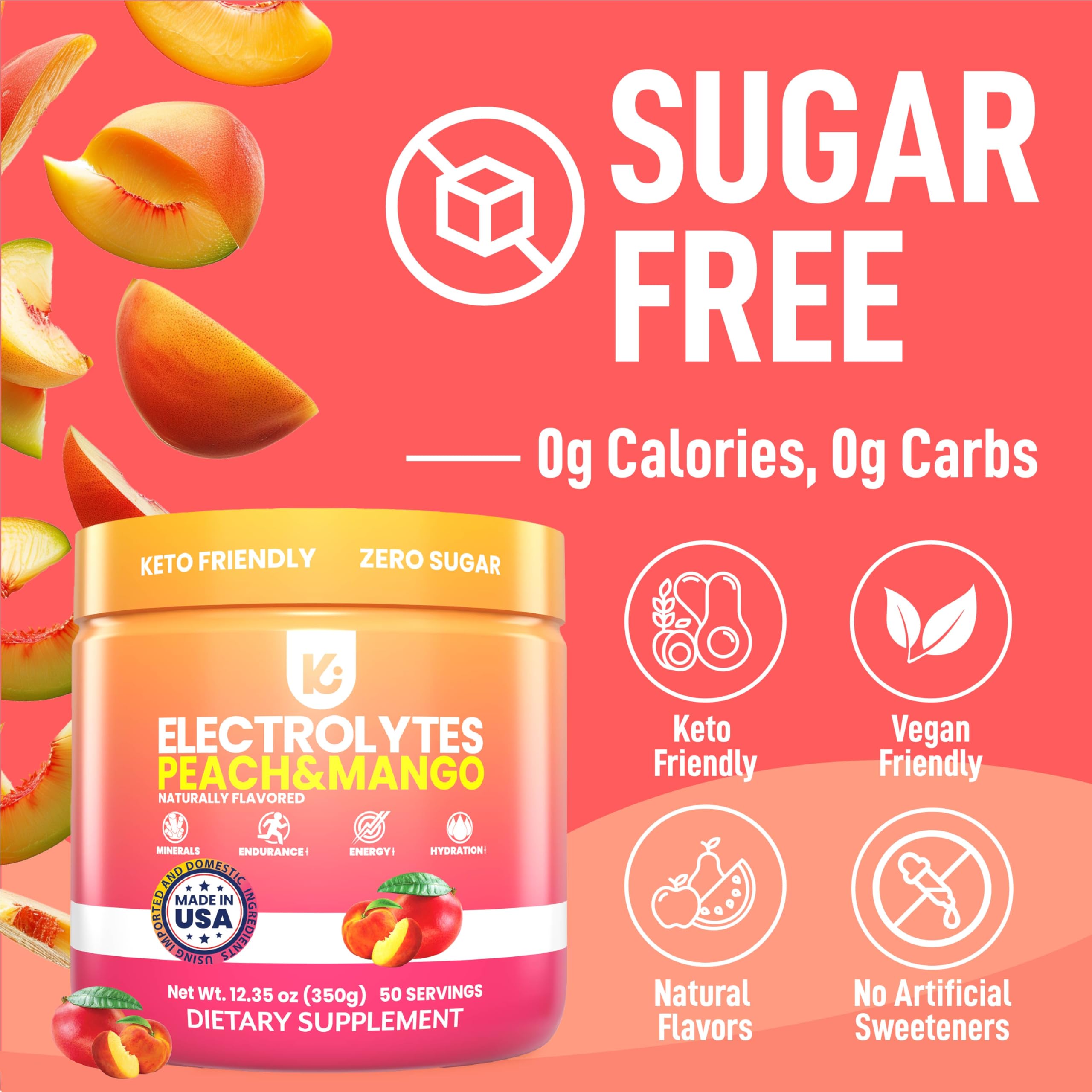 Keppi Electrolytes Peach Mango glass with vibrant, zero-calorie hydration.