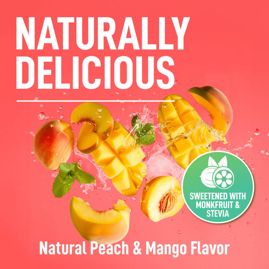 Keppi Electrolytes Peach Mango powder scoop ready to mix for sugar-free hydration.