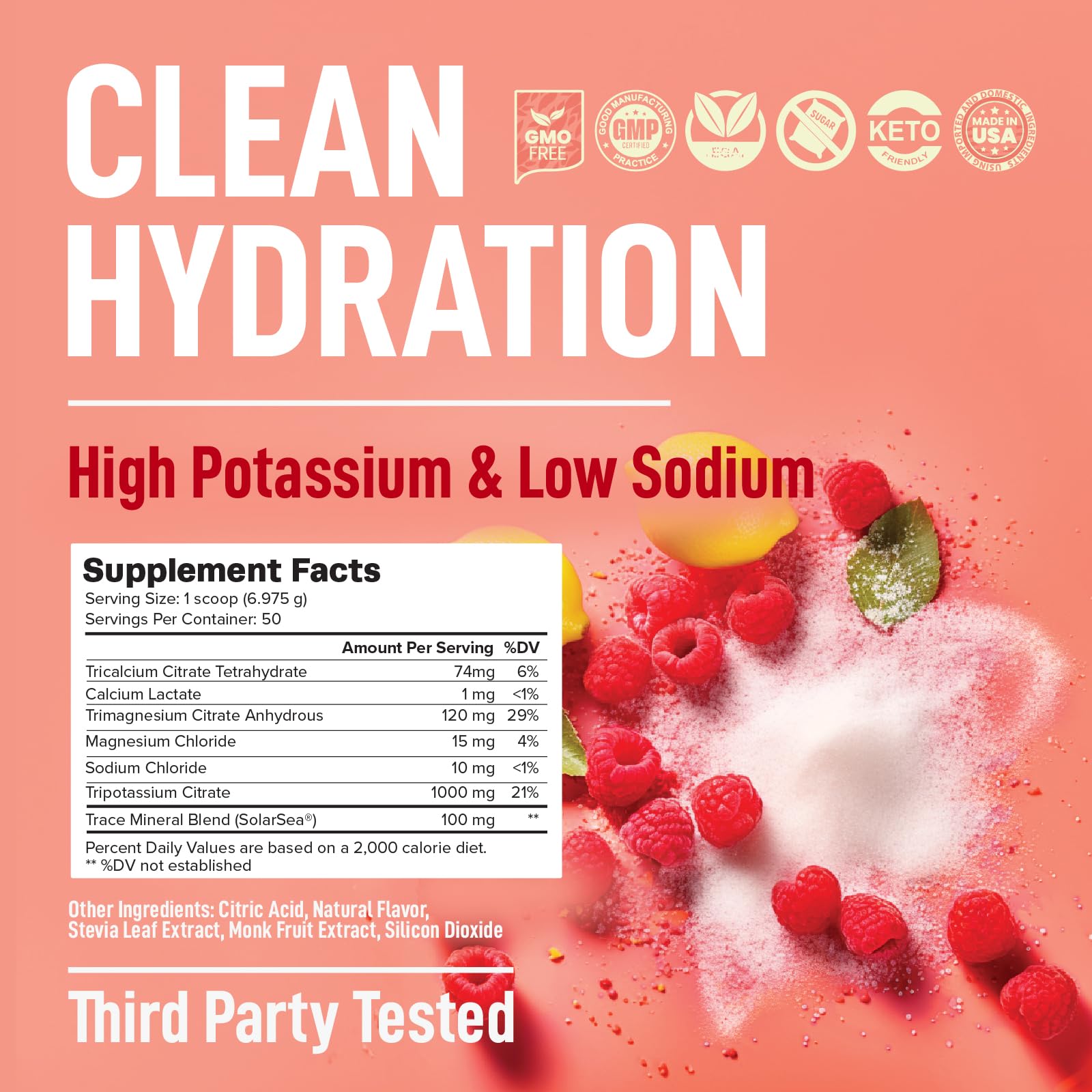 Keppi electrolytes powder raspberry lemonade poured into water for refreshment