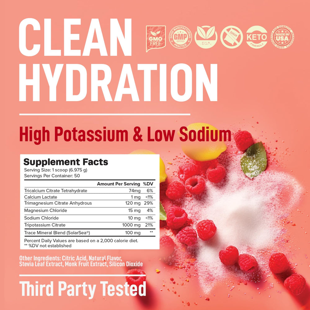 Keppi electrolytes powder raspberry lemonade poured into water for refreshment