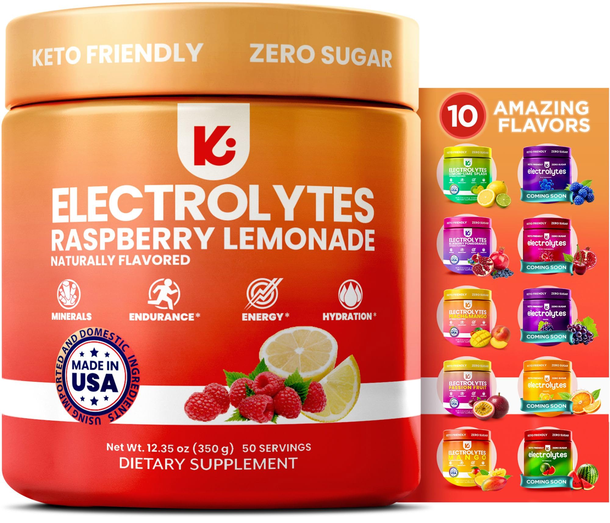 Keppi electrolytes powder raspberry lemonade tub, ideal for daily hydration