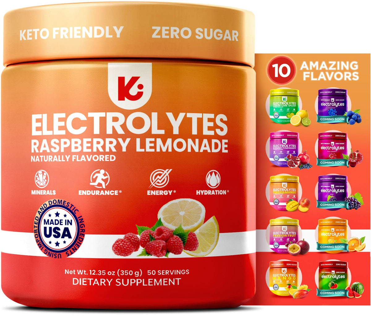 Keppi electrolytes powder raspberry lemonade tub, ideal for daily hydration