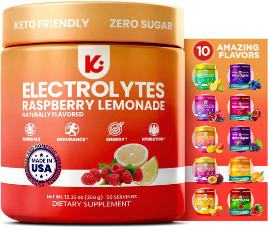 Keppi electrolytes powder raspberry lemonade tub, ideal for daily hydration
