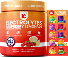 Keppi electrolytes powder raspberry lemonade tub, ideal for daily hydration