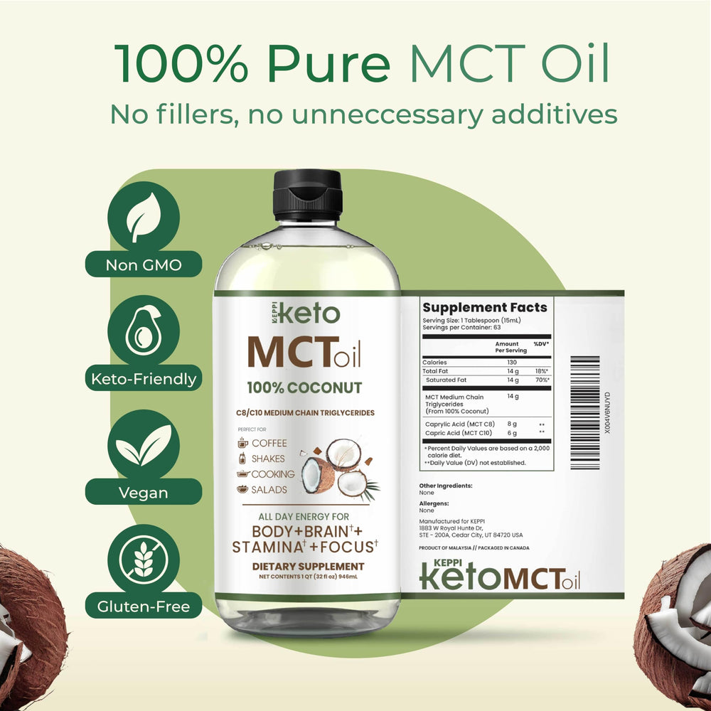 Keppi MCT Oil jar with spoon ready for cooking.