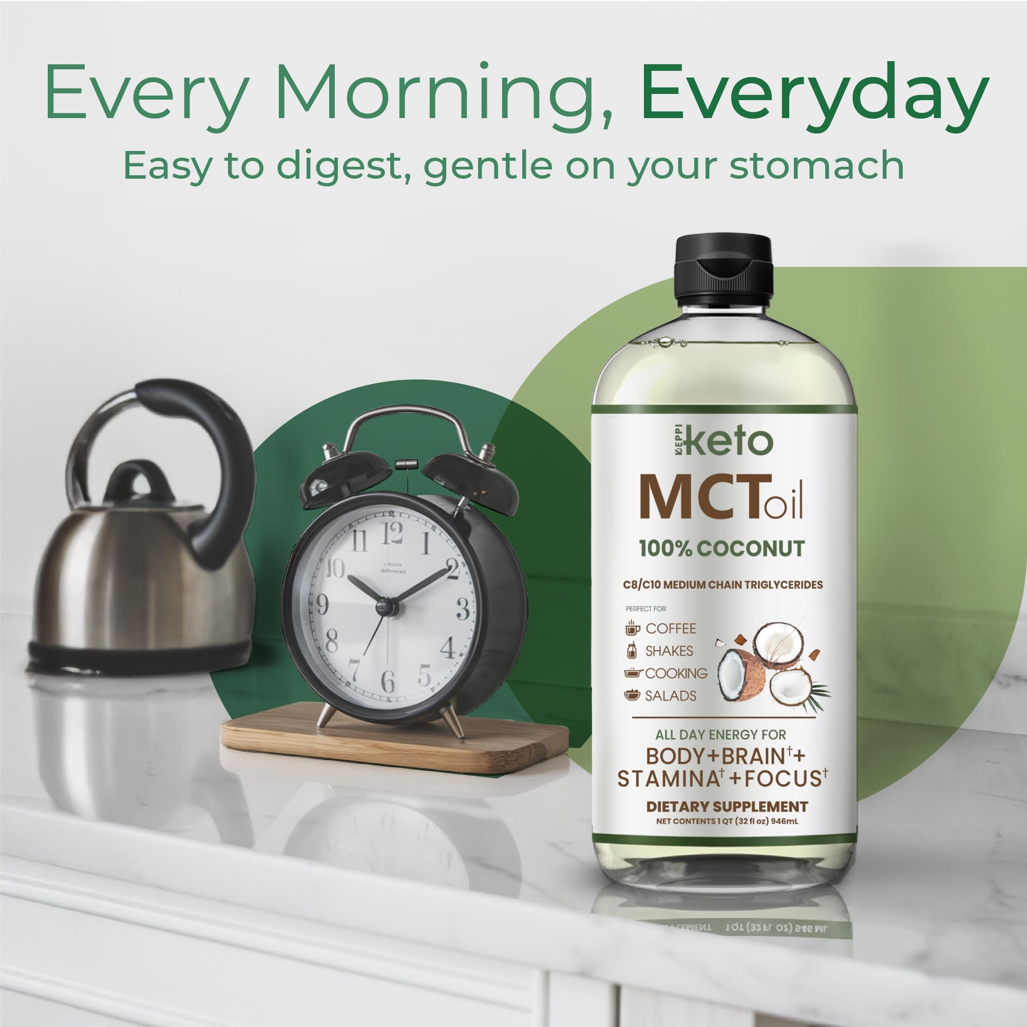 Keppi MCT Oil kitchen-scene at breakfast supports daily routine.
